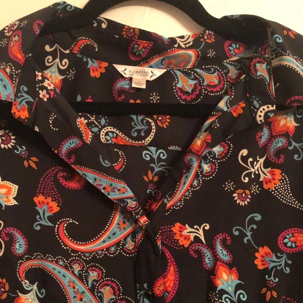 Nanette Lepore black teal print dress Size 14 - Picture 8 of 10